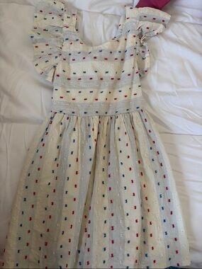Cat & Jack Cream Dress with Red and Blue Dot Pattern
